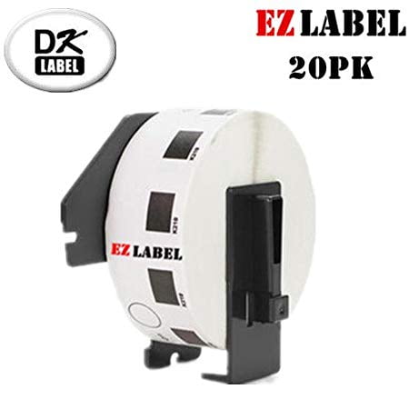 20 Rouleaux EZlabel Brother Compatibles DK1218 Étiquettes Rondes Découpées 0.47 Pouces (12mm) Diamètre 1000 Étiquettes par Rouleau