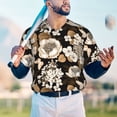 thumbnail image 5 of Zufioo Retro Hydrangeas Print Men's Baseball Short Sleeve, Moisture Wicking Button-Down Hip Hop Tee-XX-Large, 5 of 7