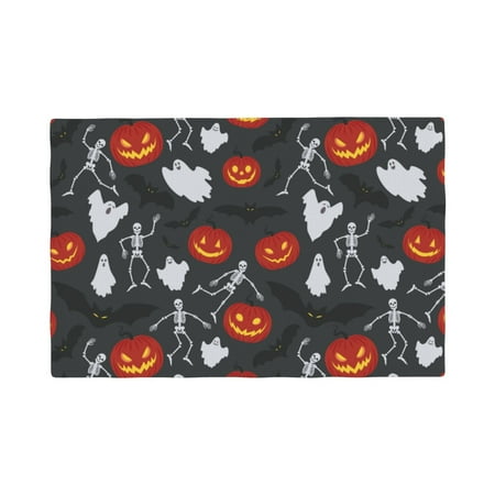 

Table Placemats Set of 6 - halloween bat pumpkins 12x18 In Faux Linen Double Heat Resistant Place Mats Cloth Indoor/Outdoor Placemats Washable Table Mats for Dining Kitchen Party