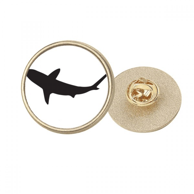 Silueta Mar Peces Tiburon Feroz Unbranded Broche De Oro Metálico Circular