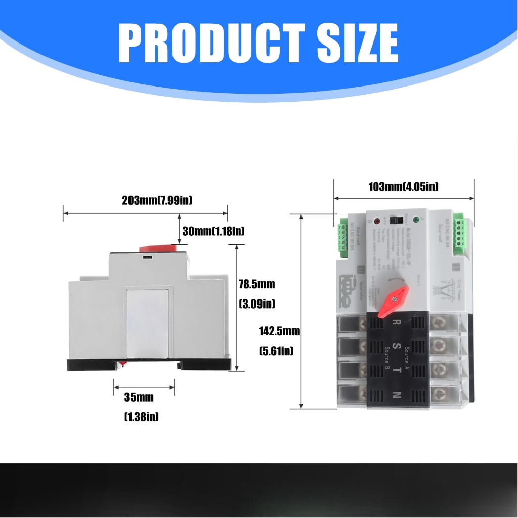 4Pole 100Amp Automatic Transfer Switches Din Rail Mounted for Generator Power