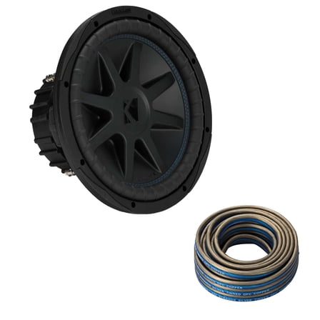 Kicker 50CVX124 CompVX 12-Inch Subwoofer, Dual 4-Ohm & 46QW1220 12AWG 20ft Speaker Wire