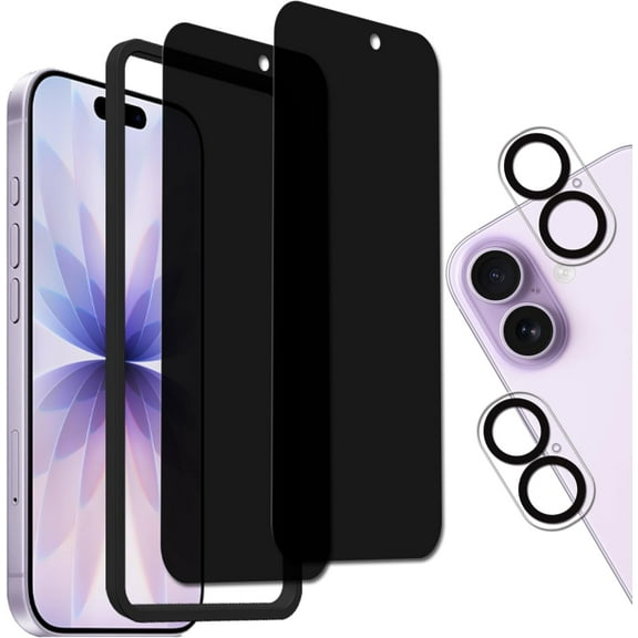 Privacy Screen Protector For iPhone 17 Anti Spy Private Tempered Glass Film 2 Pack Camera Lens Protector Film 2 Pack