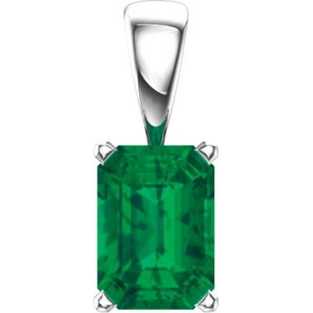 White Scrolls Pendant 14kt White Chatham?? Created Emerald Pendant 85861 / 14Kt White / Complete With Stone / Emerald / Polished / Emerald Scroll Pendant ()