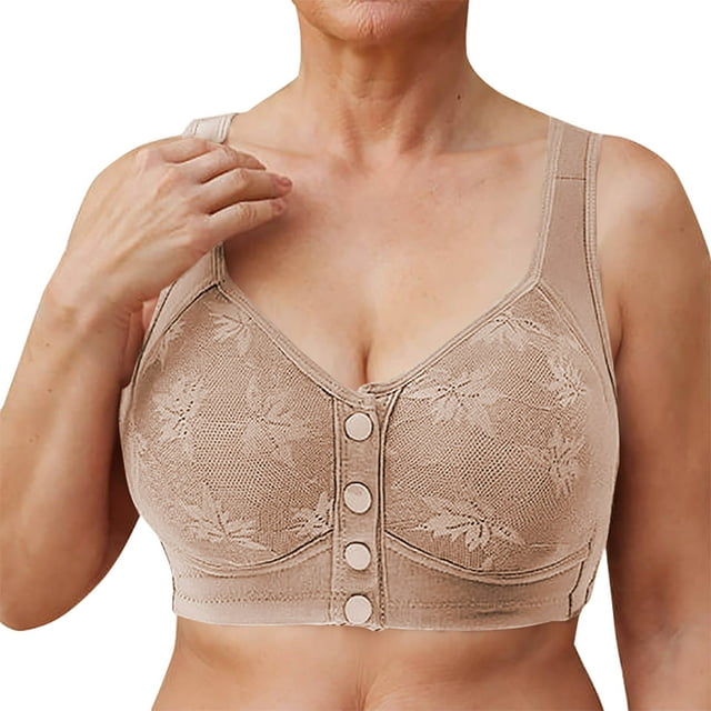Woman's Embroidery Fashion Thin Style Ventilate Front Buckle Bra Without Steel Rim