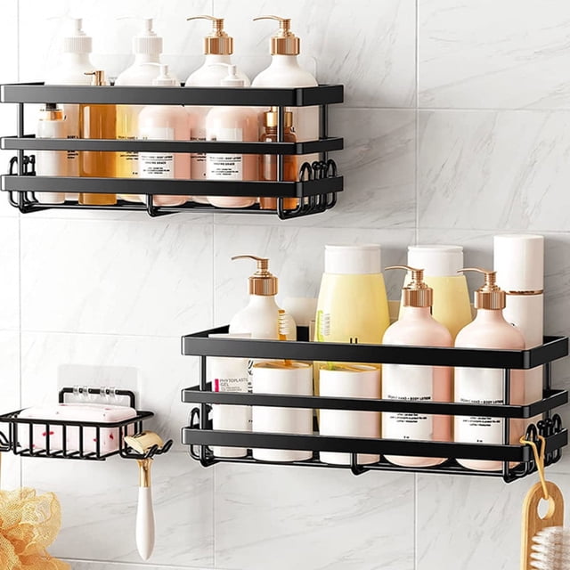 3pcs Bathroom Shower Shelves Large Capacity Shower Rack Storage Keeps Items from Swaying Tipping or Falling