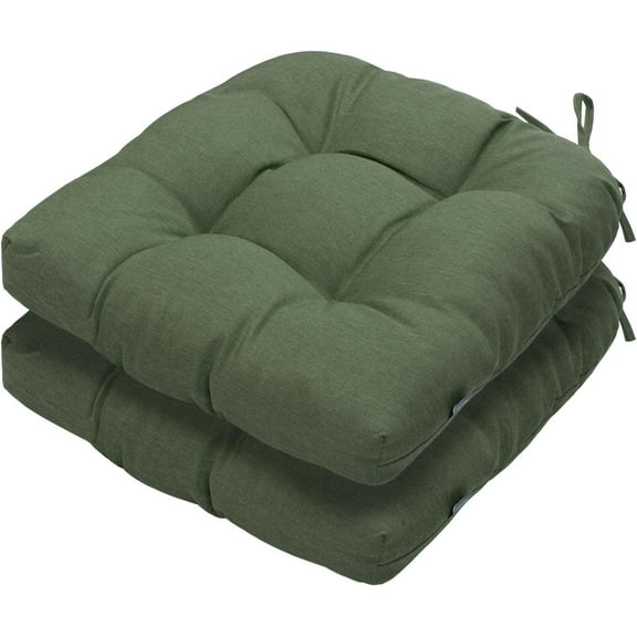 19"x19" Tufted Seat Cushion 2 Pack, U-Shaped Patio Cushions with Ties, Outdoor/Indoor Chair Pads Waterproof for Dining Garden Balcony Office - Green