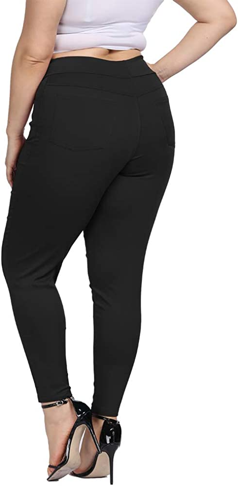 ALLEGRACE Women Plus Size Skinny Pants Stretch Slim Fit Pull-on