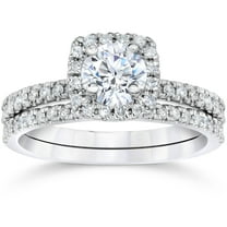 Pompeii 5/8 Carat Cushion Halo Diamond Engagement Wedding Ring Set White Gold (H/I,I2-I3)