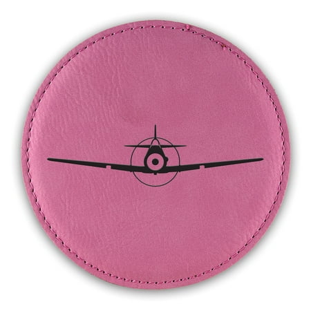 

T-6 Texan Coaster Laser Engraved Leatherette - Round Coasters - Many Colors - Single / Coasters Sets - t6 advanced trainer aircraft