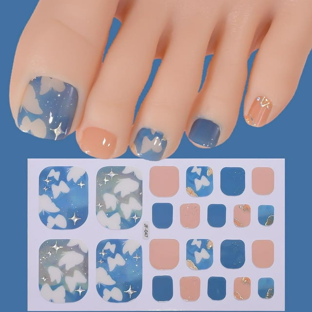 22PCS 3D Shiny Dopamine Color Toe Nail Stickers Cute Stickers Polish Gold Nail Stickers Nail