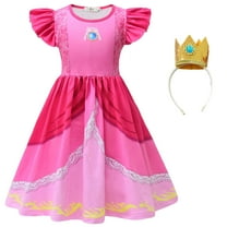 Rongking Girls Super Brothers Dress Peach Princess Halloween Fancy Outfits w/Headband for 3-9Y
