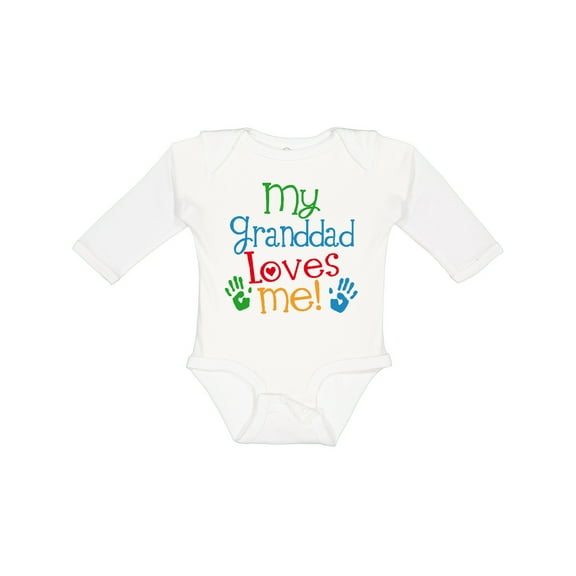 Inktastic My Granddad Loves Me Boys or Girls Long Sleeve Baby Bodysuit