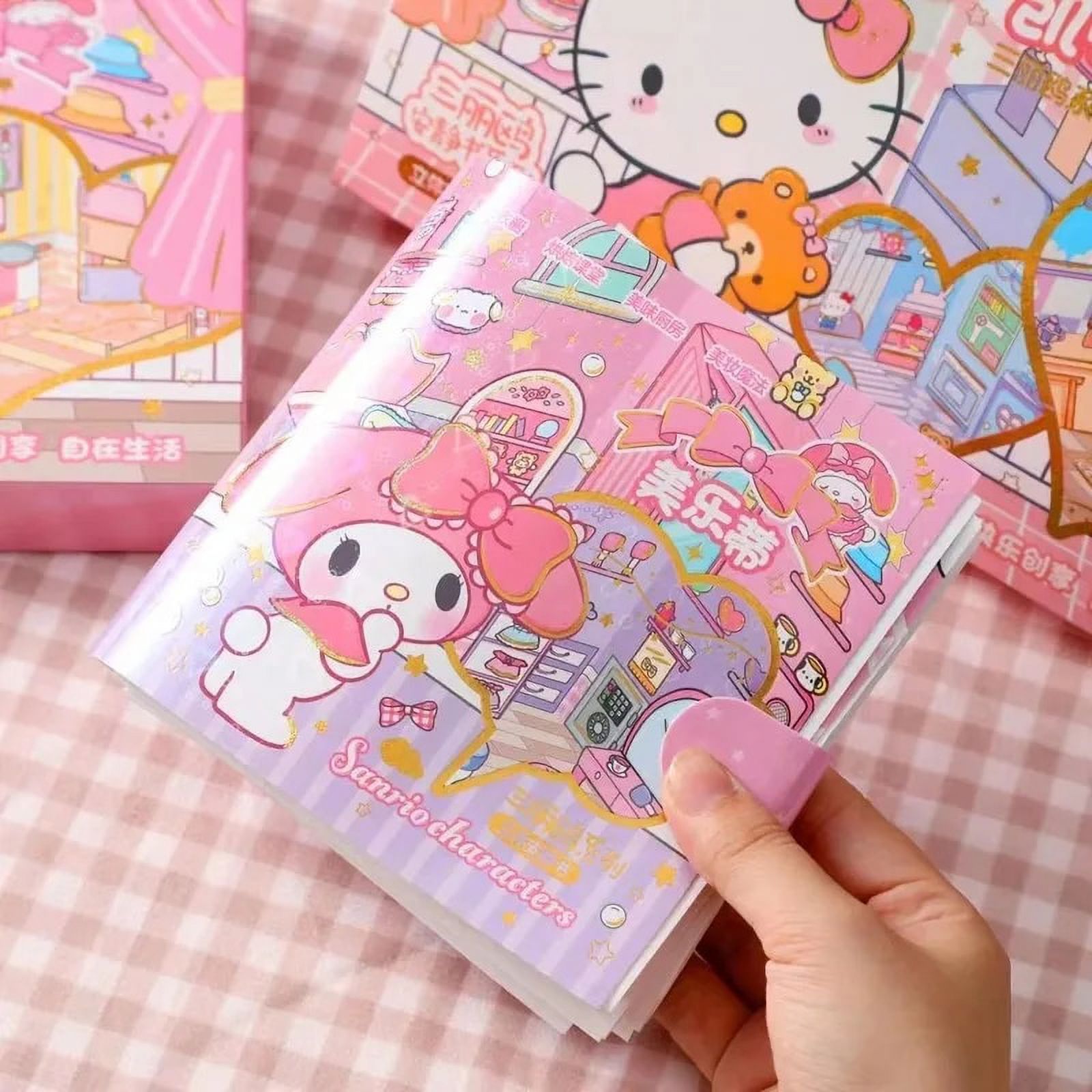 Sanrio Diy Character Sticker Handbook Cute Hello Kitty My Melody Kuromi ...