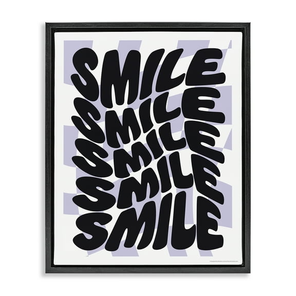 Stupell Industries Wavy Smile Typography Text & Numbers Painting Black Floater Framed Canvas Art Print Wall Art, 17 x 21