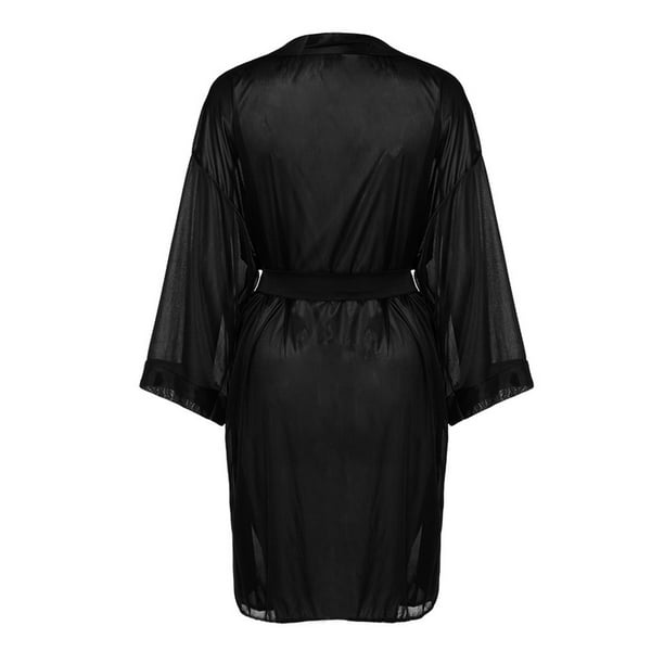 Black satin kimono dress hot sale
