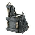 thumbnail image 5 of Black Holy Death Grim Reaper Sitting On Skeleton Skull Throne Figurine 10.5"H, 5 of 9