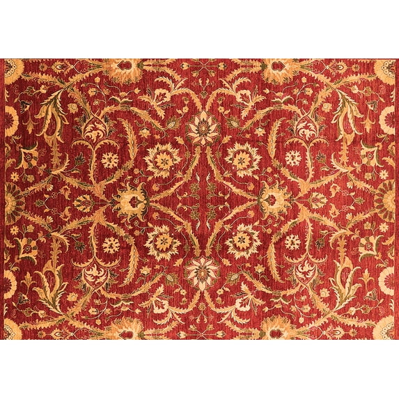 Ahgly Company Indoor Rectangle Oriental Orange Industrial Area Rugs, 8' x 12'