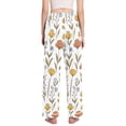 thumbnail image 3 of Dailycode Women's Pajama Pants Wide Leg Lounge Pj Bottoms With Pockets Hand Drawn Wildflowers, 3 of 7
