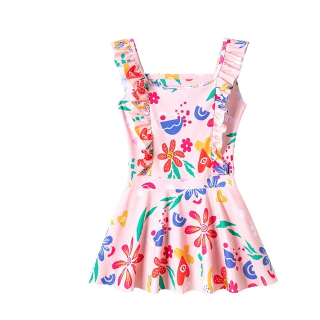 Kids Girl Rash Guard Swimwear Ruffle Sun Protection Long Sleeve Summer Bathing Suits 6-7 Years Girls Clothing