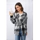 thumbnail image 2 of Shacket Trendy Queen para mujer, casual, a cuadros, con botones, gris, 2 of 5
