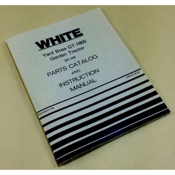 White Yard Boss Gt-1855 Garden Tractor Parts Catalog Instruction Operator Manual