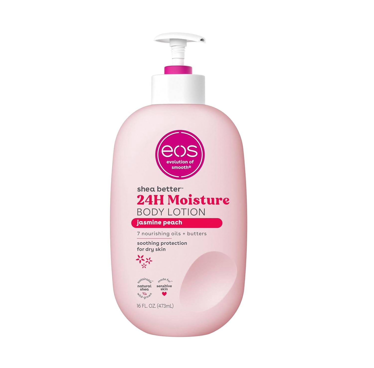 eos Shea Better Body Lotion- Jasmine Peach, Soothes Dry Skin, 16 fl oz (2 Pack)