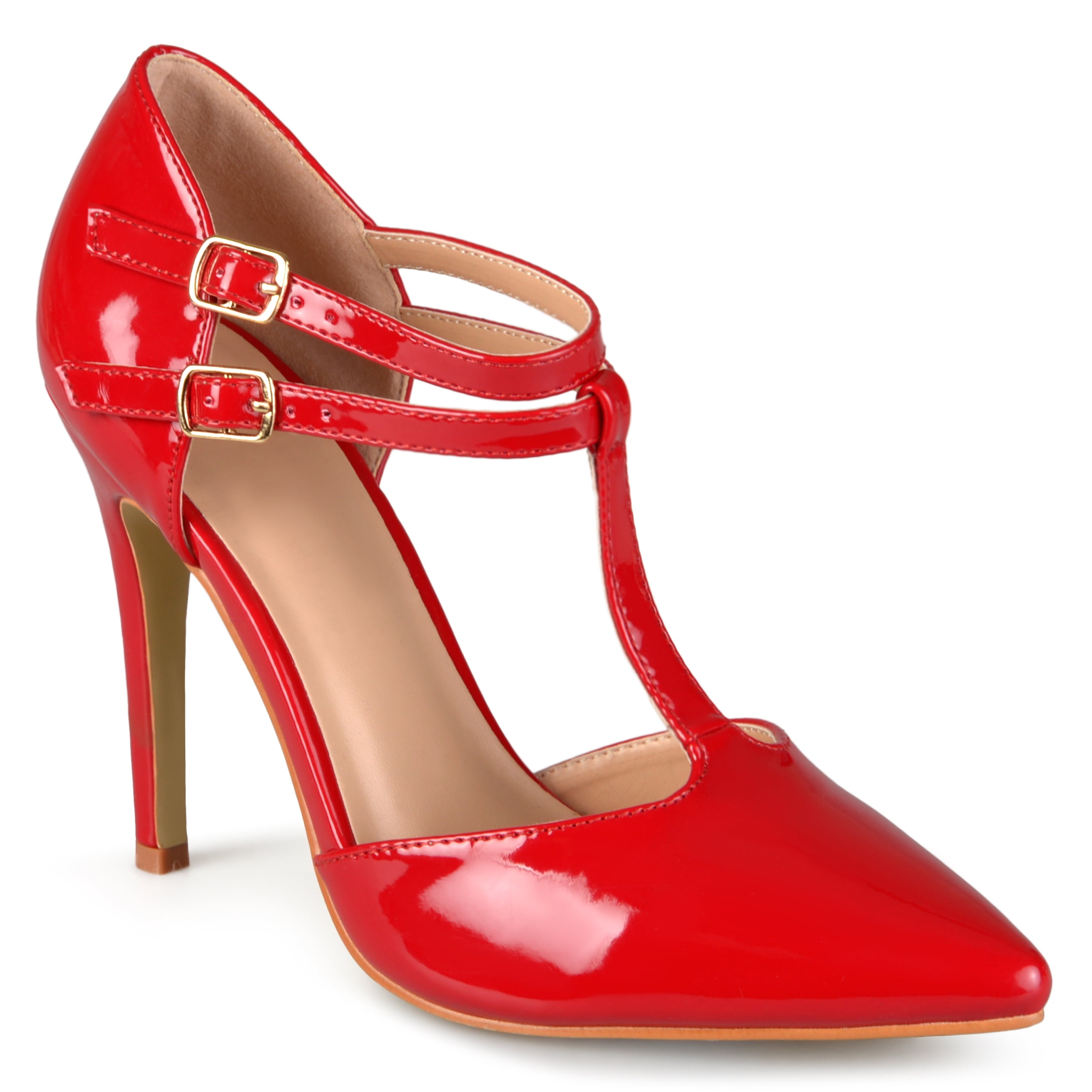 t strap leather pumps