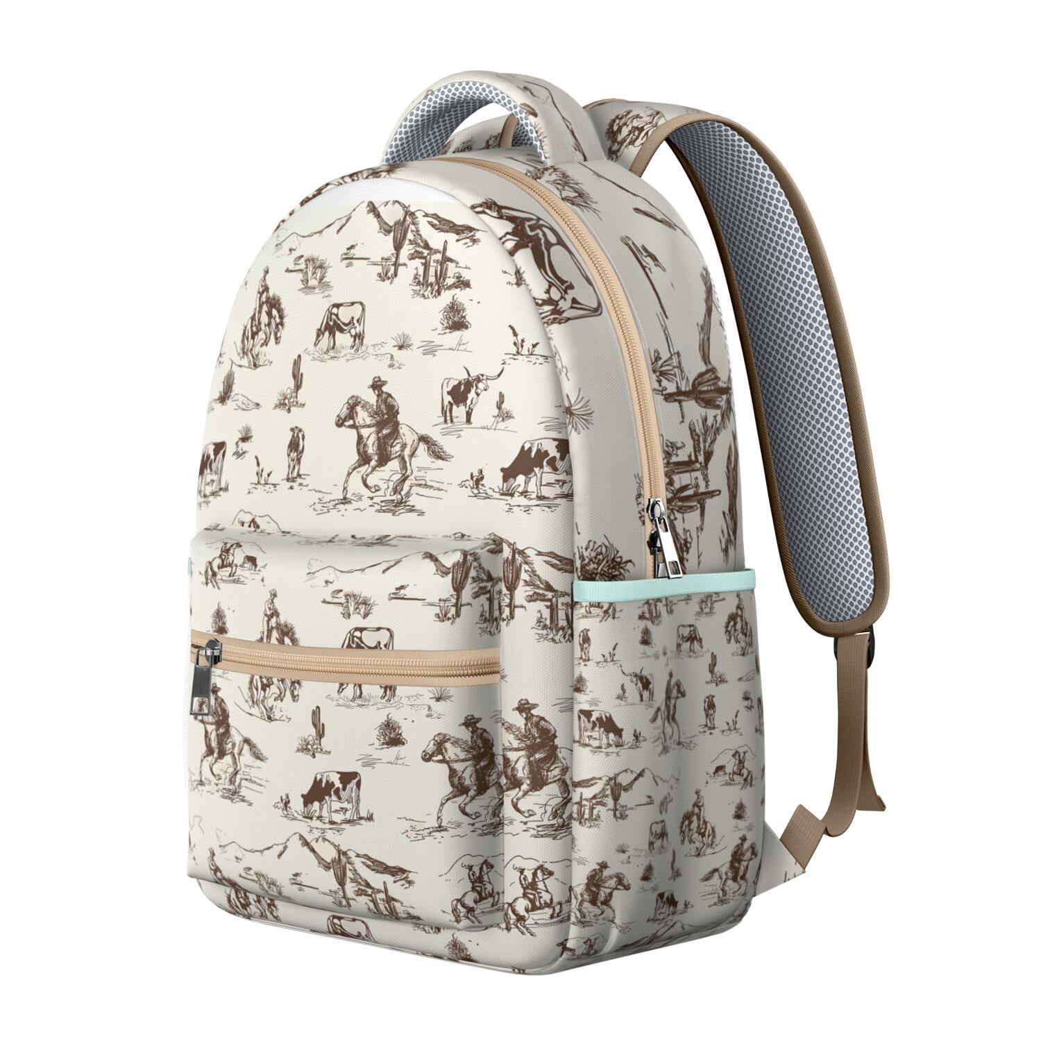 Horse Themed Backpack for School - Waterproof Bookbag with Galloping Stallion Pattern - Stylish Equestrian Backpack for College Students