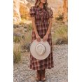 thumbnail image 2 of ZhiHiMeRi Red Plaid Midi Dress for Women – Smocked High Waist Fall Style XL, 2 of 9