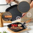 thumbnail image 6 of Cast iron square baking pan, flat bottomed non stick steak frying pan, perfect for steak, pizza, pancake, burger, 6 of 10