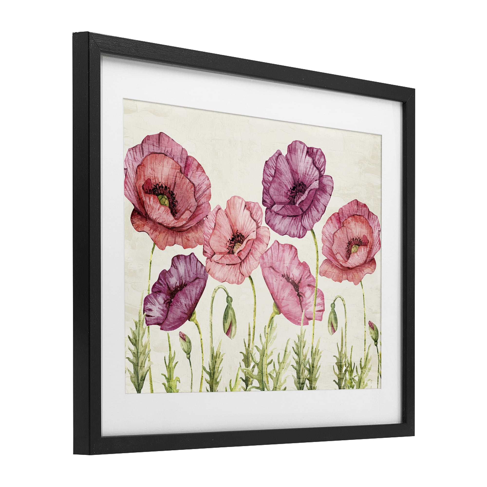 Stupell Industries Poppy Days Vintage Blooms Black Framed Print Under Glass, design by Kim Allen
