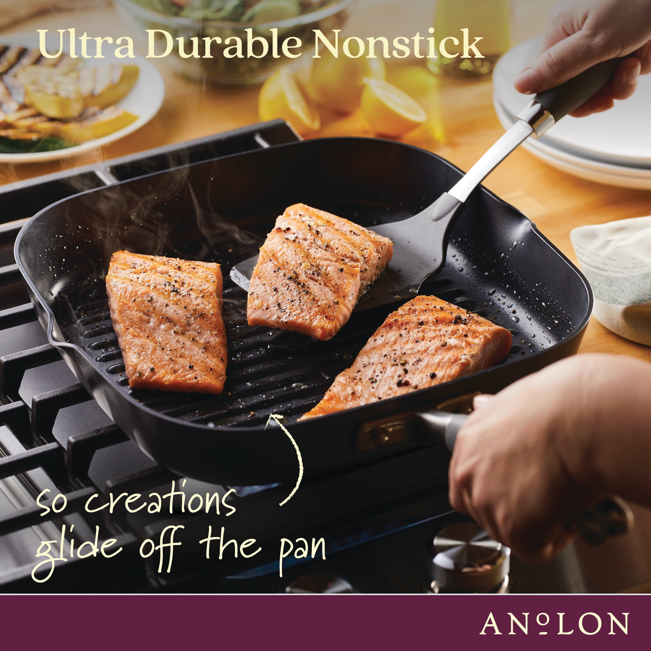 Anolon Advanced Home Hard-Anodized 11″ Nonstick Deep Square Grill Pan