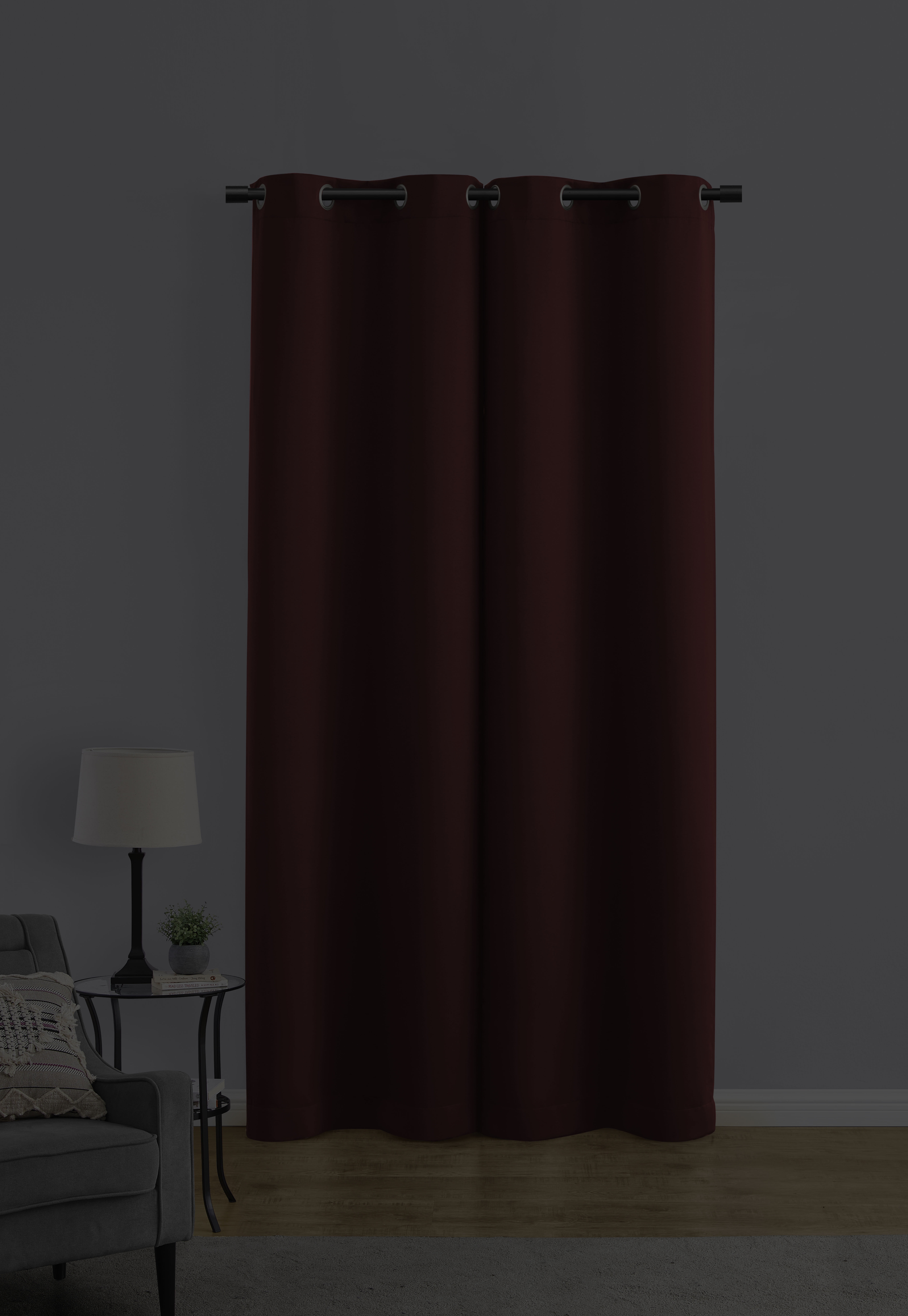 Mainstays Room Darkening Grommet Curtain Panel Pair, Set of 2, Brick, 30"W x 84"L