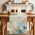 thumbnail image 4 of Beige Beach Coastal Cotton Linen Table Runner for Dining Kitchen, Summer Nautical Coral Shell Botanical Wedding Outdoor Party Tablerunners, Dresser Scarf Coffee Tablecloth Runners 13x70 Inches, 4 of 9