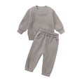 thumbnail image 5 of Mercatoo Toddler Baby Boys Girl Solid Color Outfit Set Sweatsuit Crewneck Sweatshirt Sweatpants Pants Fall Winter Kids Clothes, 5 of 5