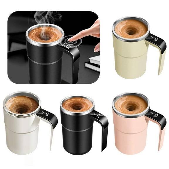electric Coffee Mug with a Built-in LCD Thermometer, Perfect for Brewing Coffee,Milk,Cocoa,Etc, 13oz Rechargeable Prevent Overflow Self Stirring Coffee Cup