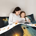 thumbnail image 4 of Manfei Horror Spooky Bedding Comforter Set 7 Pieces for Teens, Halloween Gothic Ghost Full Bedding Set, Cartoon Theme Reversible Fitted Sheet Flat Sheet, Lightweight Room Decor, 4 of 7