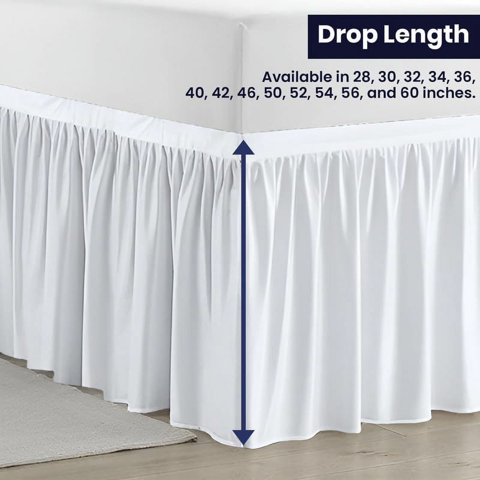 Dorm Bed Skirt Twin XL 44" Drop, College Dorm Room Bed Skirts Easy to Put On Twin XL Size Dust Ruffle Dorm Sized Bed Skirts, 600TC Egyptian Cotton Bed Skirt, (White, Twin-XL - 44" Drop)