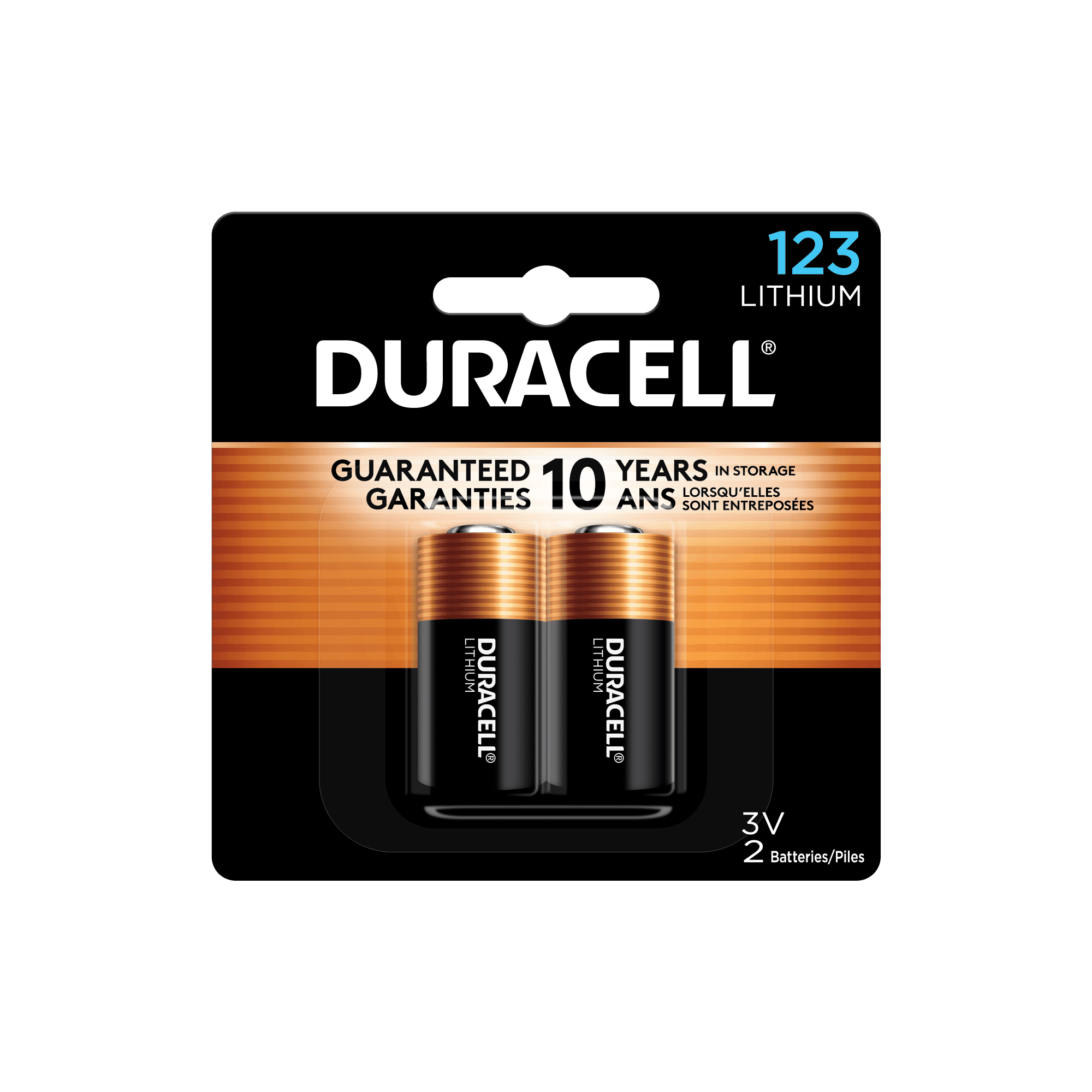 Duracell 123 High Performance 3V Lithium Battery, 2 Pack