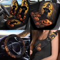 thumbnail image 2 of Uorisanigo Black Cat Pumpkin 10 Pcs Cars Seat Covers with Comfortable Soft Car Steering Wheel Cover Auto Water Cup Coaster Cars Seat Belt Cove Chapstick Holder Universal Fit Most Car SUV, 2 of 7