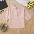 thumbnail image 7 of Hiijoy Big Boys Cotton Linen Summer Shirt 3/4 Sleeve Henley T-Shirt Solid Casual T Shirt, 7 of 7