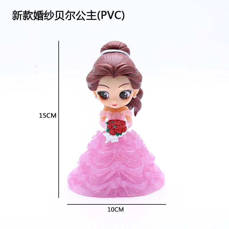 16cm Disney Princess Wedding Dress Sonw White Belle Cinderella Jasmine Action Figure PVC Doll Collectible Cake Topper Girls Toys Walmart