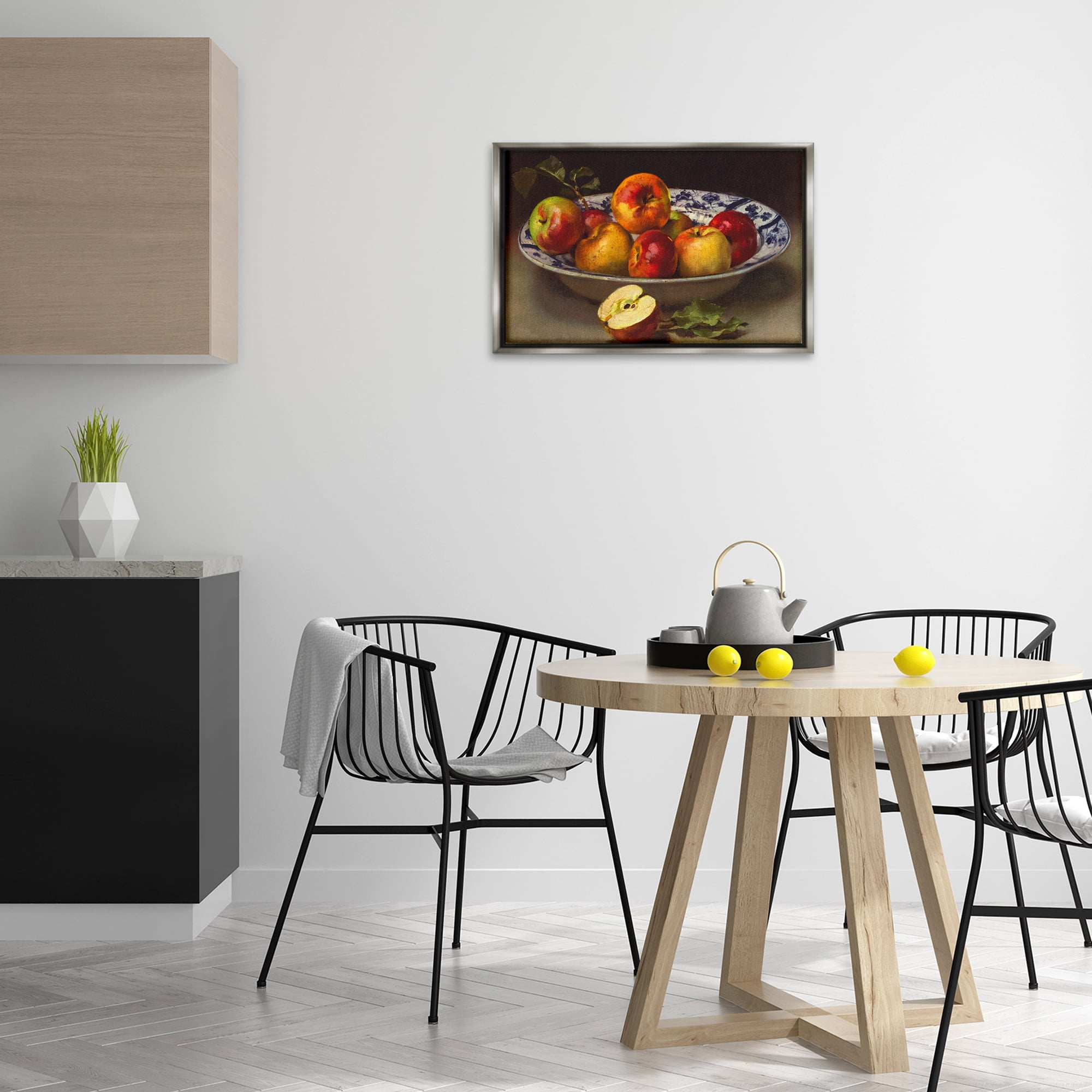Stupell Industries Mixed Apples Still Life Food & Beverage Painting Gray Floater Framed Canvas Art Print Wall Art, 25 x 17