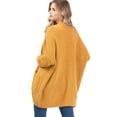 thumbnail image 3 of Lana Roux Women's Juniors Popcorn Fuzzy Eyelash Knit Cardigan (Mustard, Medium-Large), 3 of 4