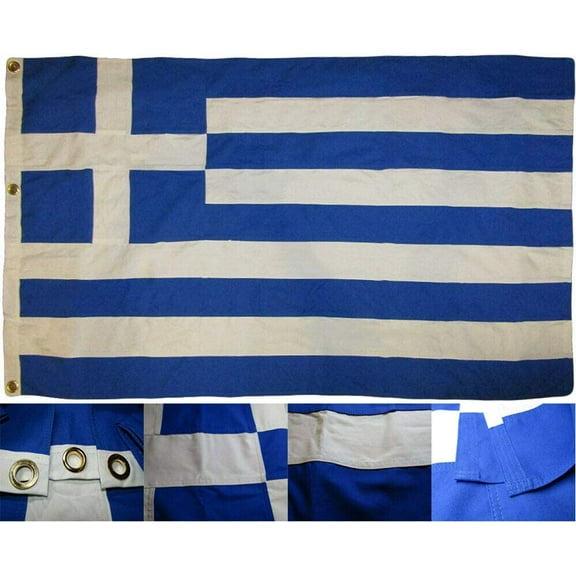 3x5 Embroidered Greece Cotton Flag.