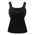 thumbnail image 2 of Gyujnb Women Lace Trim Cami Tank Top, Built‑in Pads Sleeveless Slim Fit Camisole, Anti‑Side‑Boob Daily Layering Tops for Outerwear & Inner Wear,Black, 2 of 9