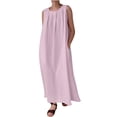 thumbnail image 2 of Robes d'Été pour Femmes 2023 Midi Grande Taille Mode Été Unie Col Rond Sans Manches Robe Pull Robes de Soirée pour Femmes Élégantes et Élégantes en Solde, 2 of 6