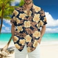 thumbnail image 2 of Hawaiian Mens Shirts Short Sleeves Printed Button Down Shirts Summer Beach Mens Shirts Clearance 14-Saffron L, 2 of 5