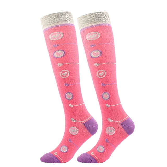 Nvzi 2 Pairs Compression Socks for Women & Men Circulation-Graduated Supports Socks for Running, Athletic Sports,L/XL,Core of fringe